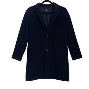 A.P.C. APC Rue Madame Paris Mens Wool Dark Navy Blue Peacoat Jacket Size XS